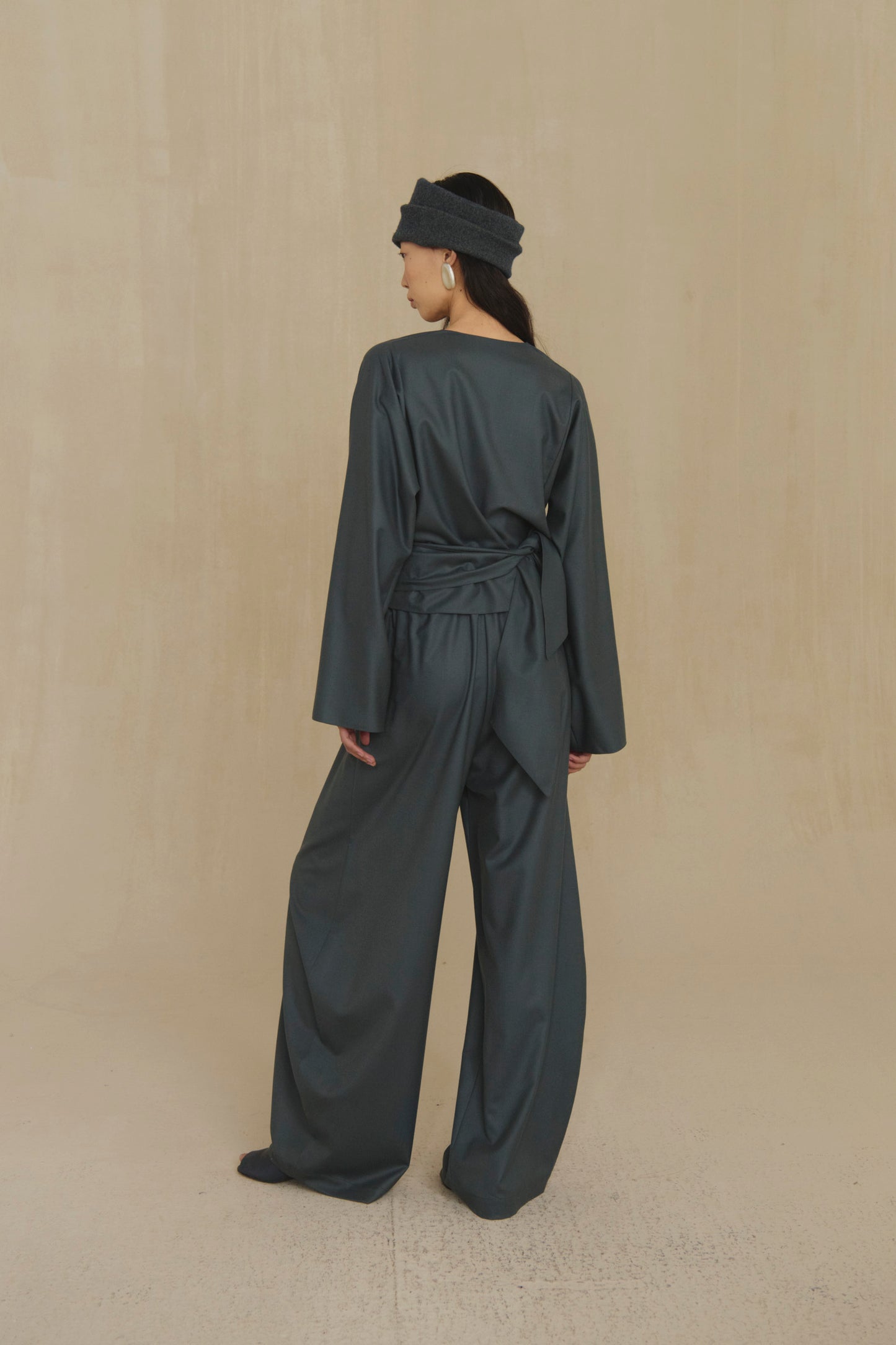 Ahora, vintage blue virgin wool trousers