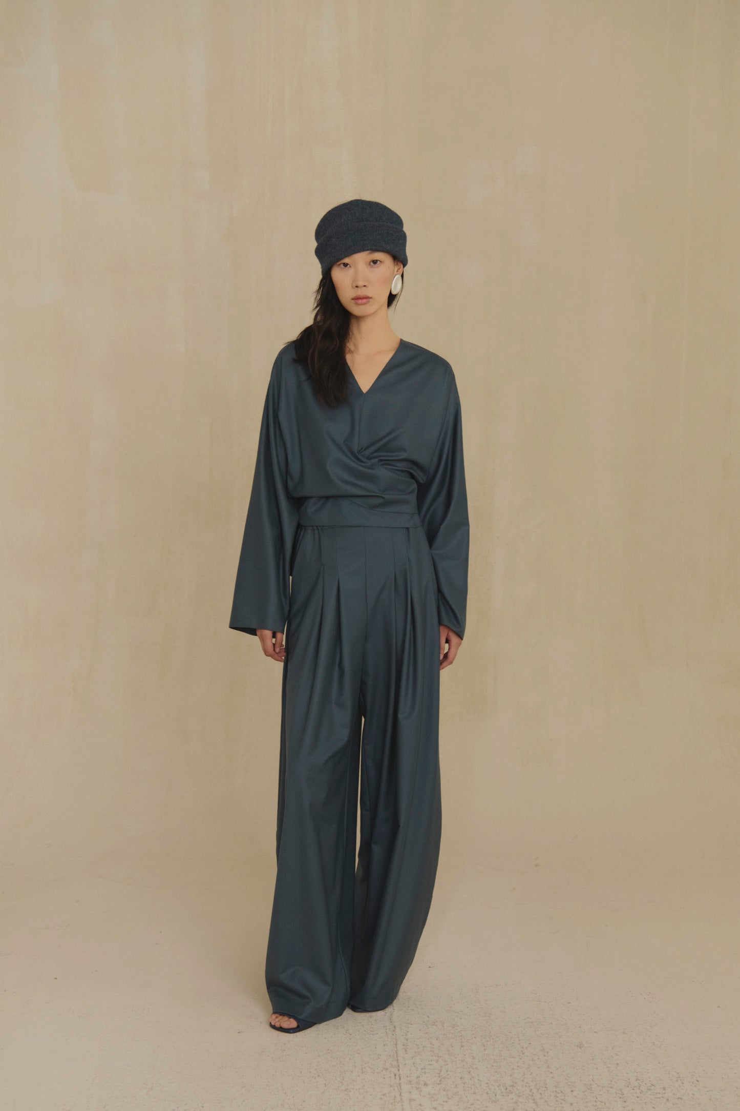 Ahora, vintage blue virgin wool trousers