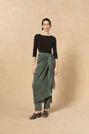 Lou, ciro print silk sarong skirt