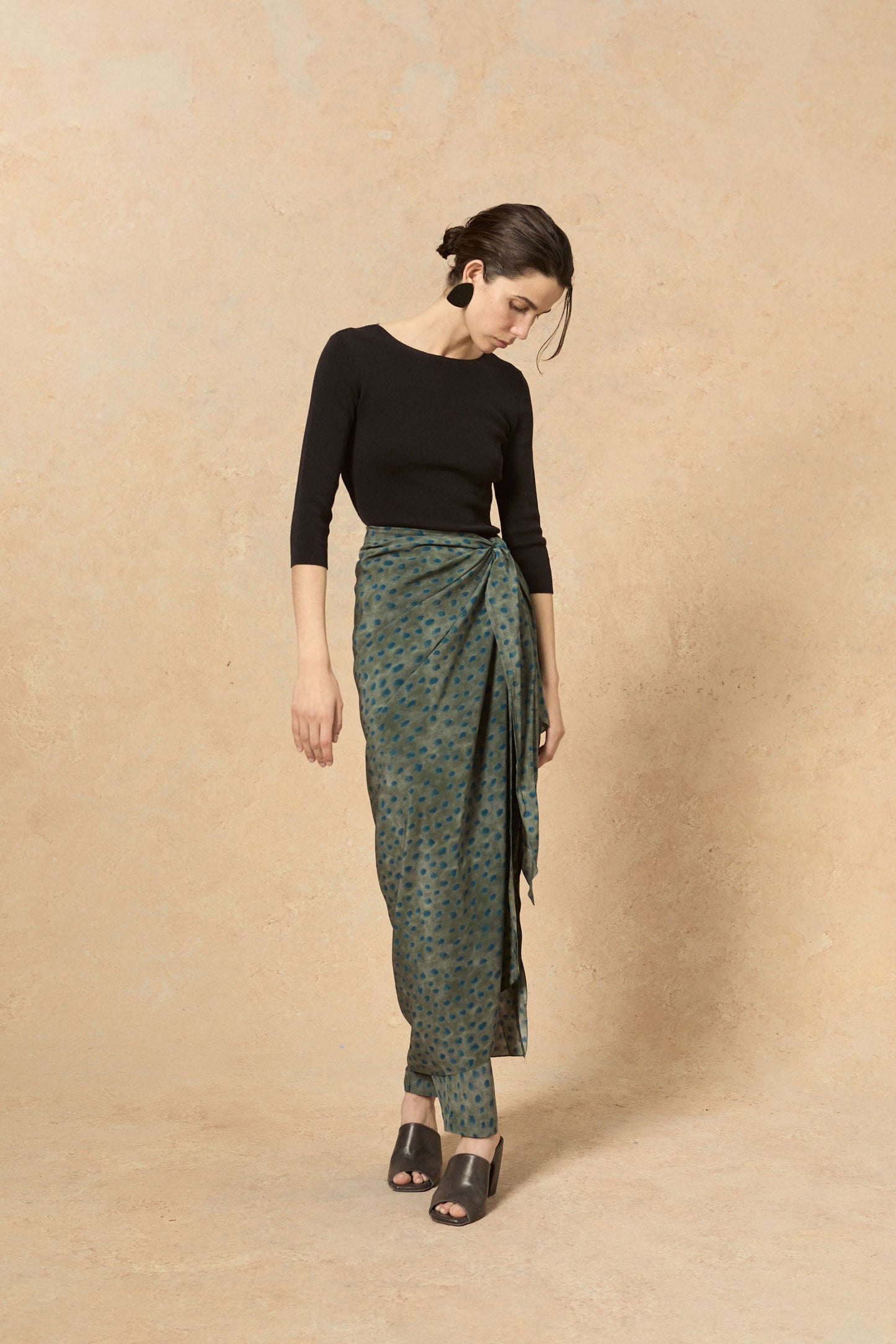 Lou, ciro print silk sarong skirt
