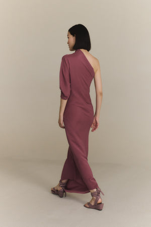 Aldara, vestido de seda asimetrico rosa