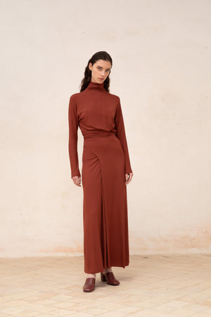 Alice, garnet stretch cupro dress