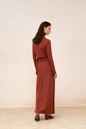 Alice, garnet stretch cupro dress