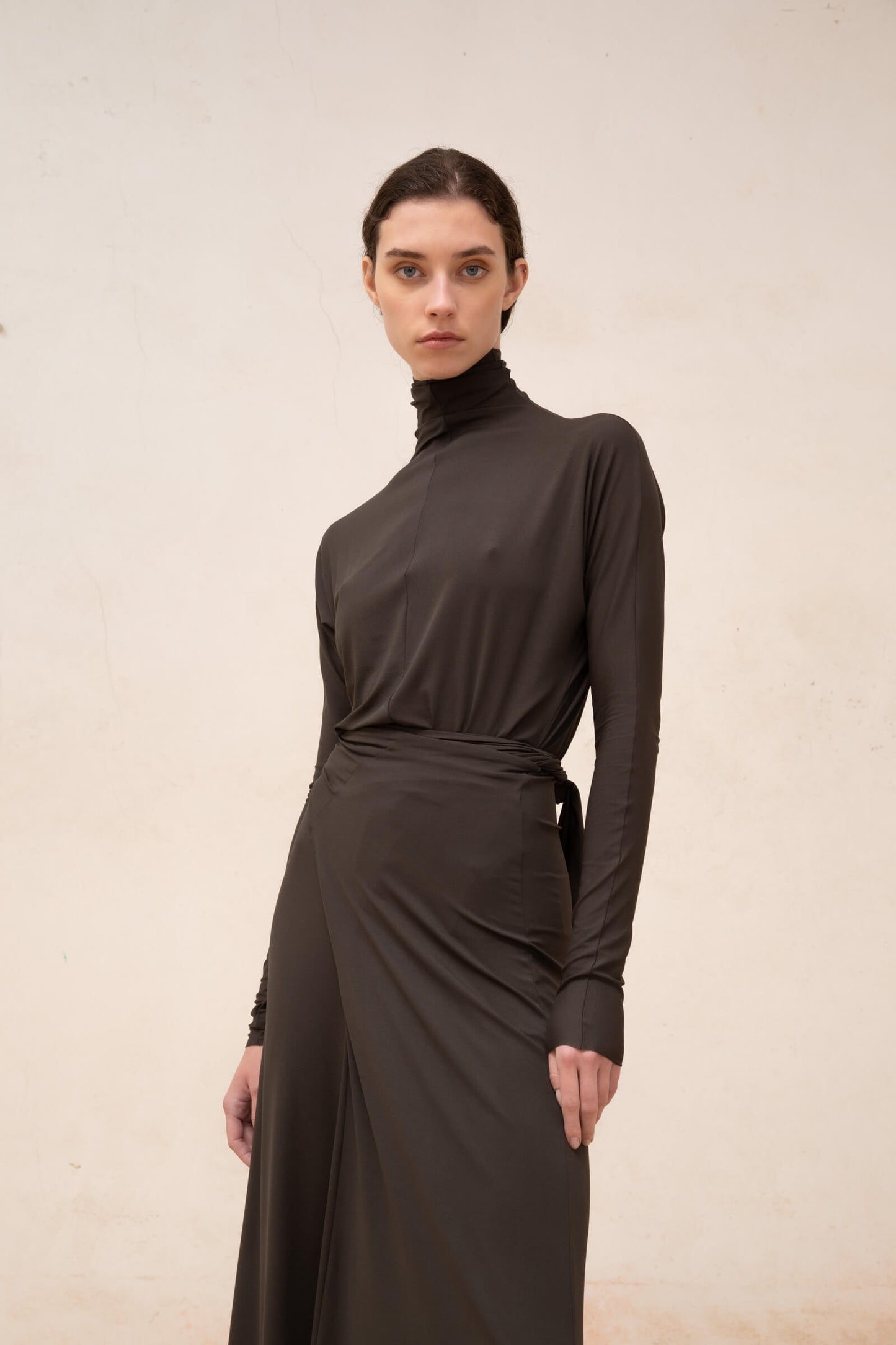 Alice, graphite stretch cupro dress