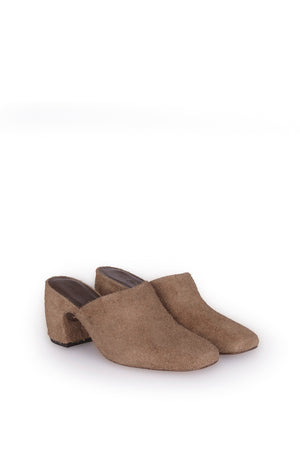 Alice, mule in brown brushed suede