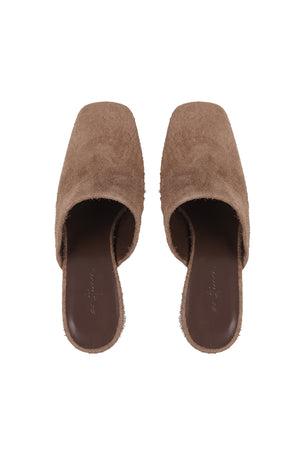 Alice, mule in brown brushed suede