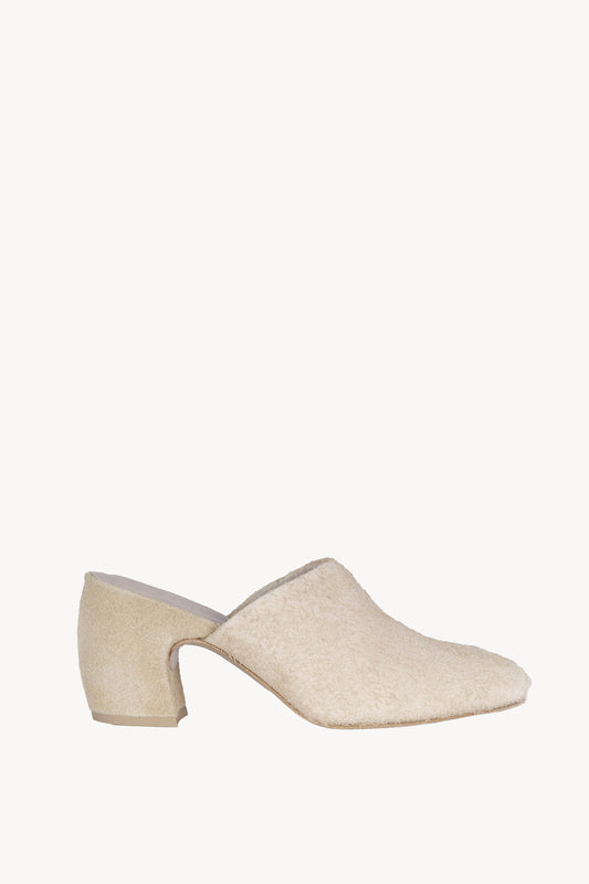Alice, mule in ecru brushed suede