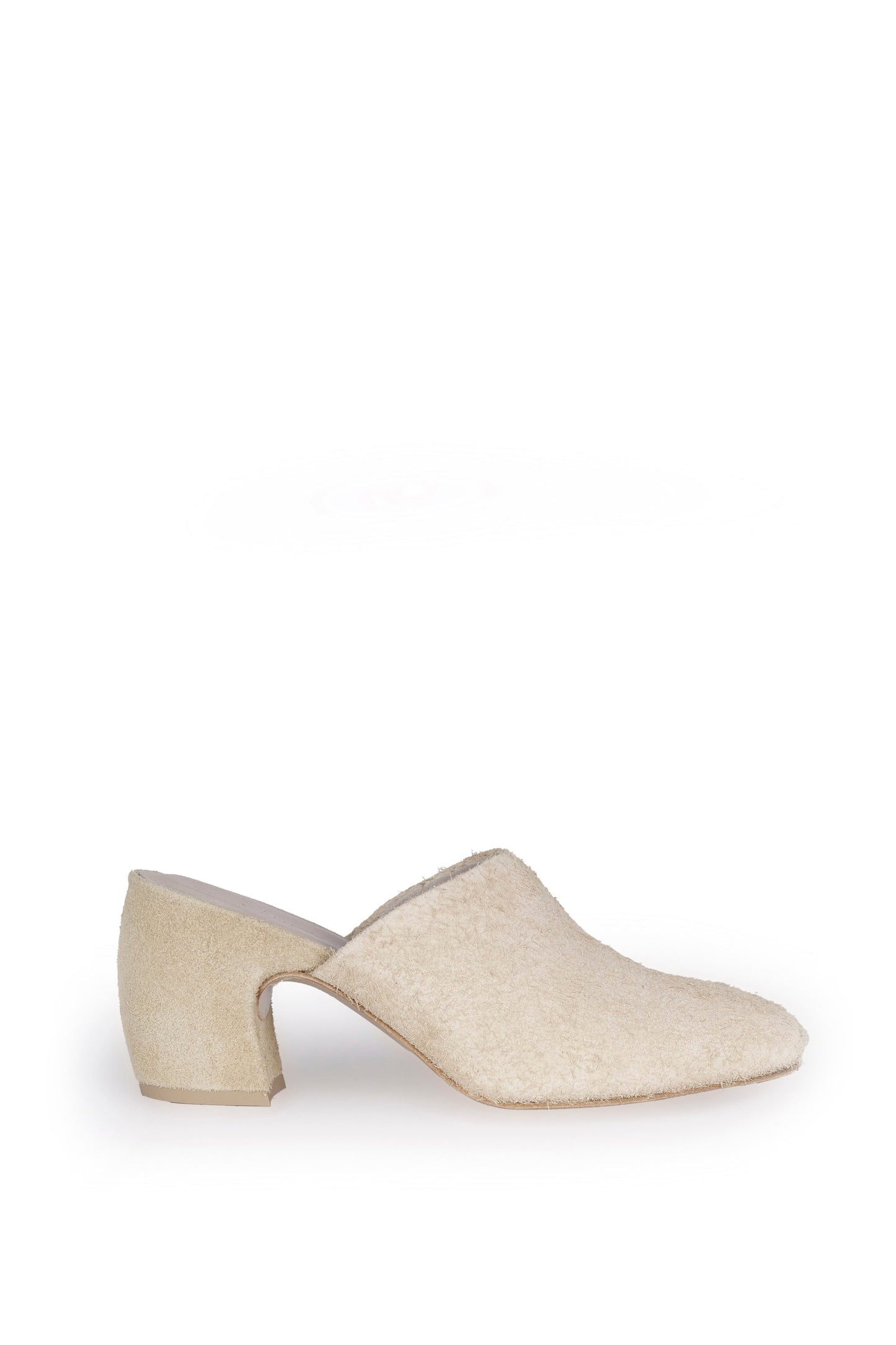 Alice, mule in ecru brushed suede