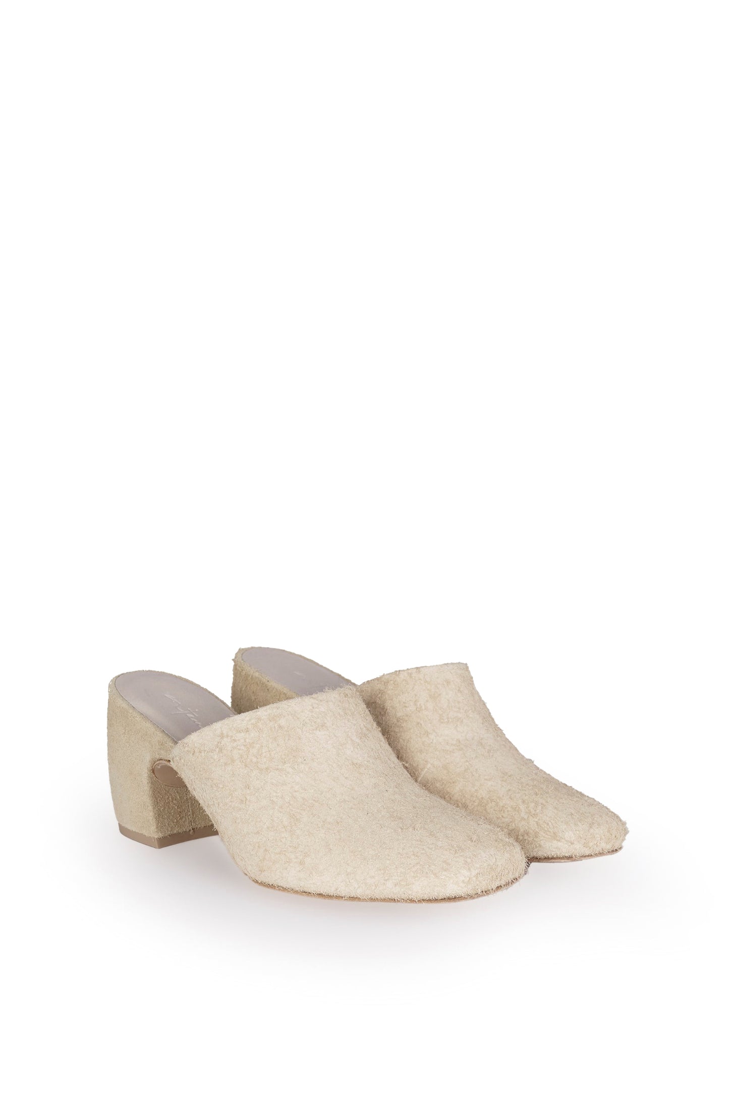 Alice, mule in ecru brushed suede