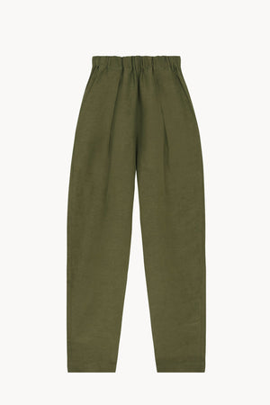 Ama, pantalon en lino y seda verde