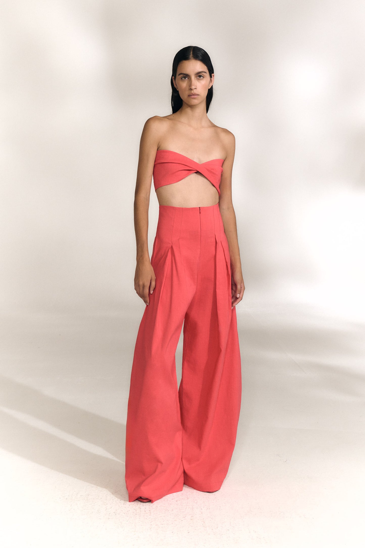 Mira, pantalon de talle alto rojo coral