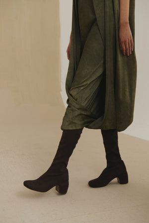 Amara, dark brown suede tall boots