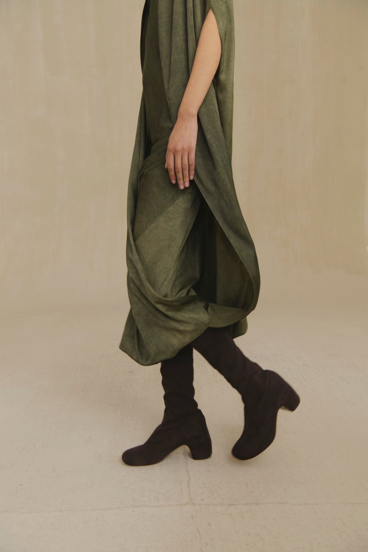 Amara, dark brown suede tall boots