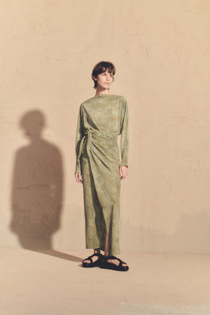 Amina, amantis print silk dress