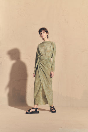 Amina, amantis print silk dress