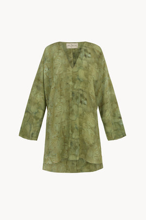 Amina, top in amantis print silk