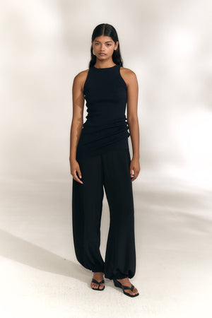 Anele, top de punto de seda y algodon azul marino