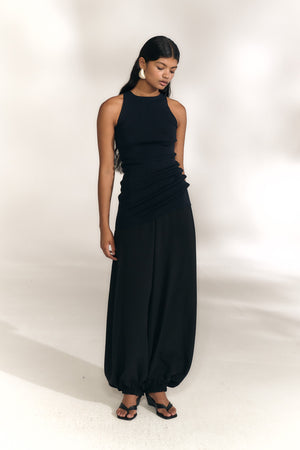 Anele, top de punto de seda y algodon azul marino