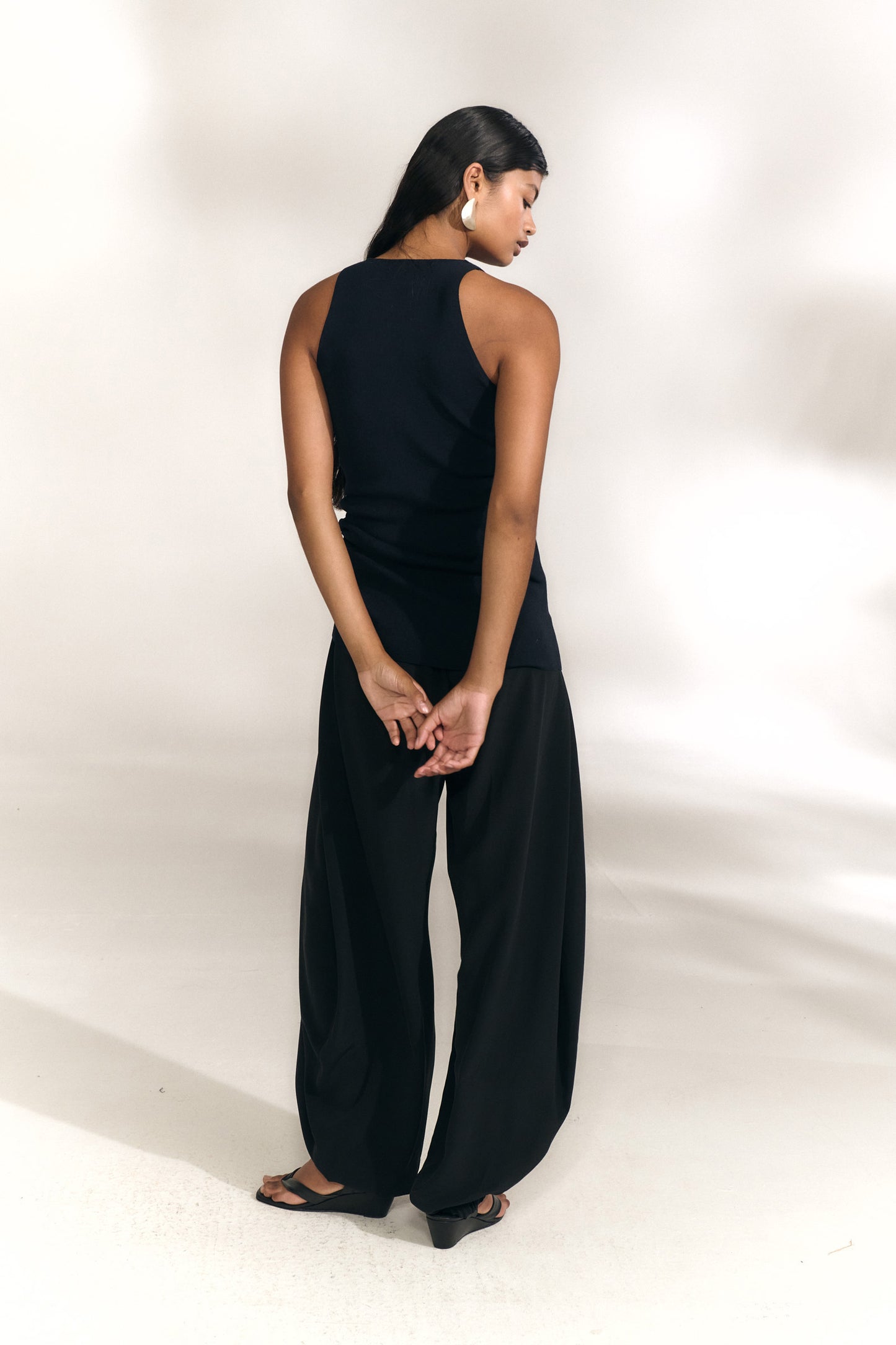 Anele, top de punto de seda y algodon azul marino