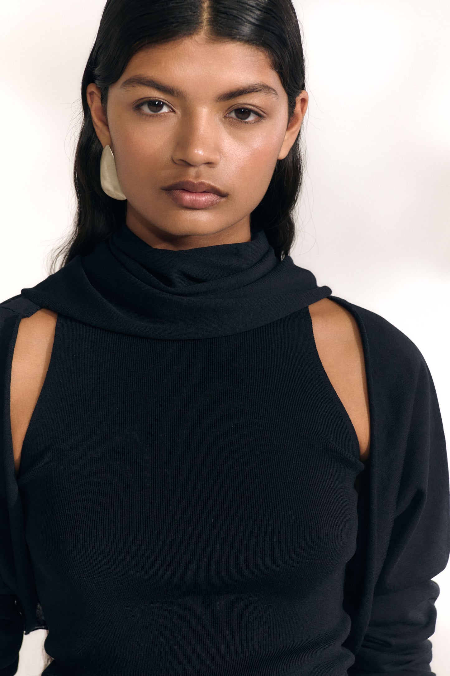 Anele, top de punto de seda y algodon azul marino