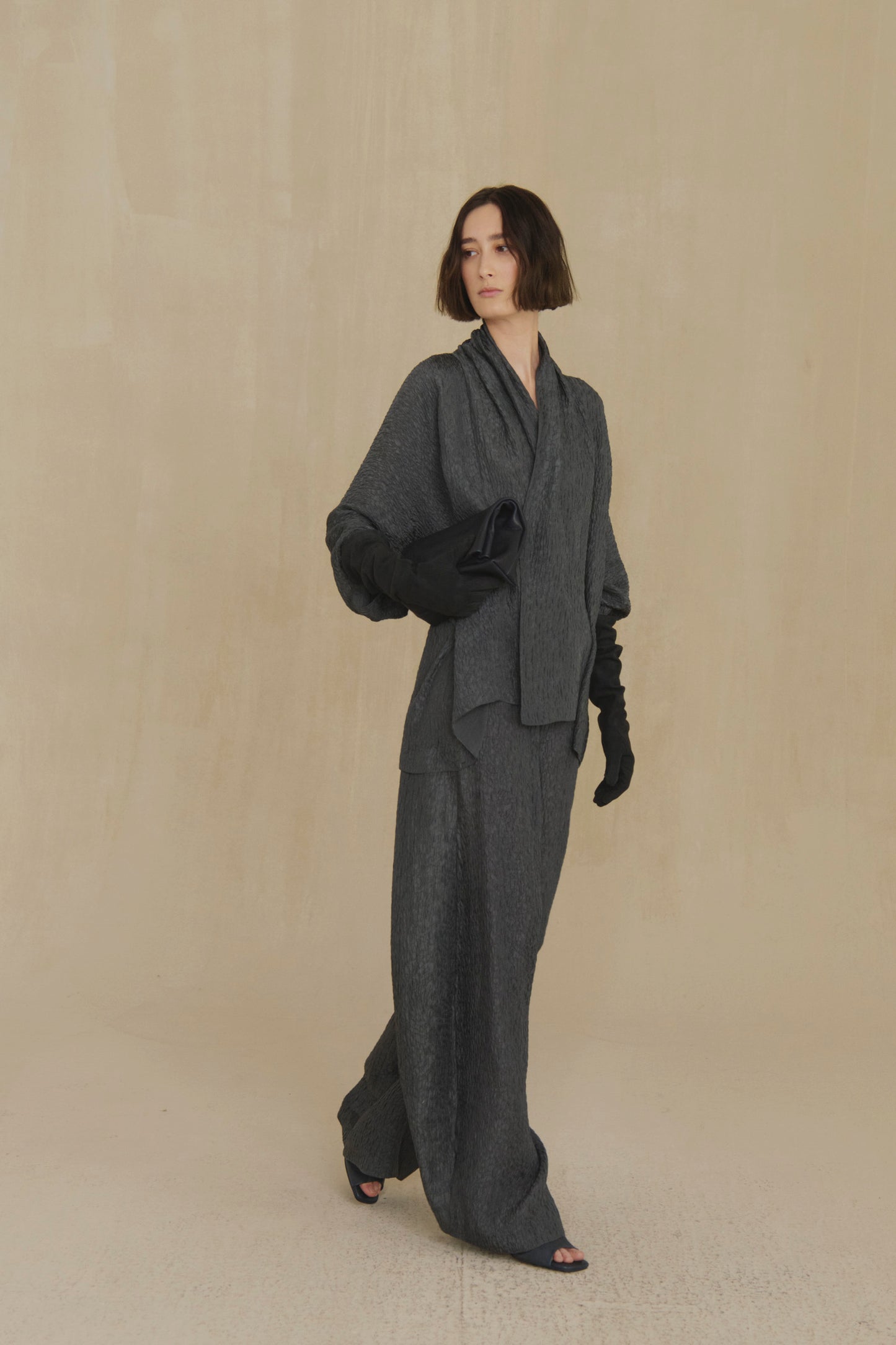 Anhelo, pantalon de chiffon de seda azul