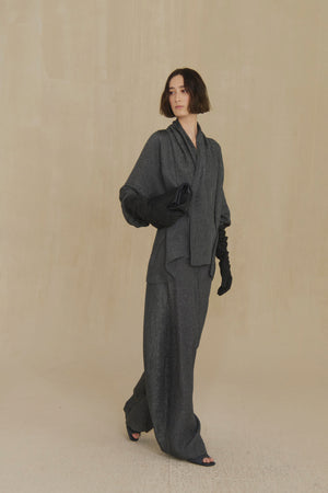 Anhelo, pantalon de chiffon de seda azul