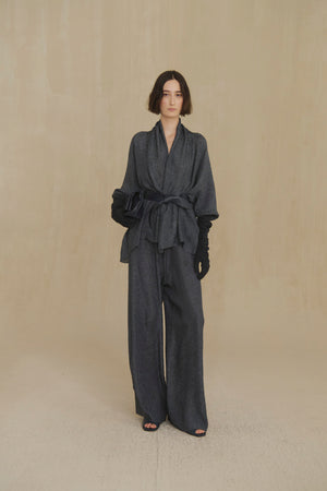 Anhelo, pantalon de chiffon de seda azul