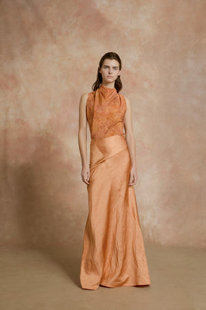 Paz, tangerine long skirt