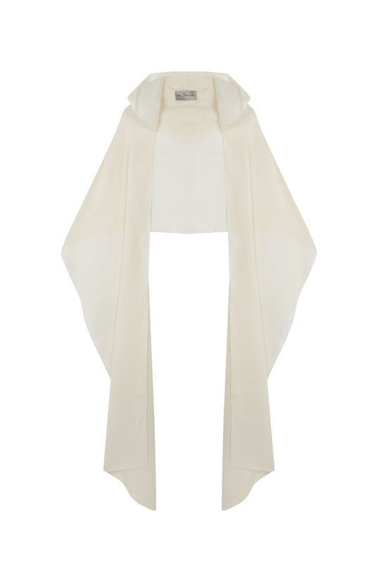 Arena, ivory hooded scarf