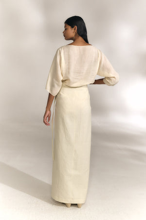 Arena, top oversize de ramio marfil