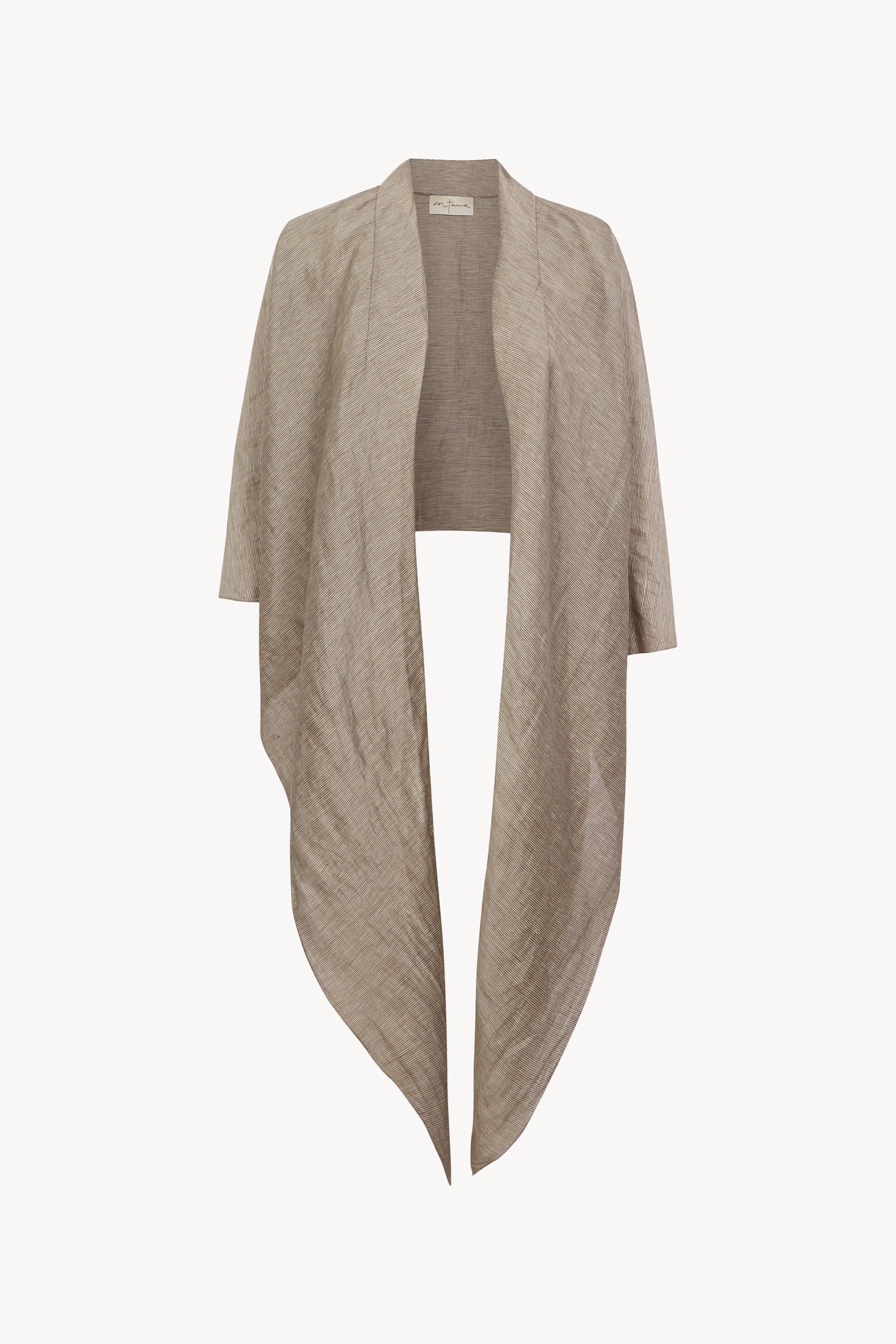 Aria, chaqueta de lino y seda a rayas vison gris