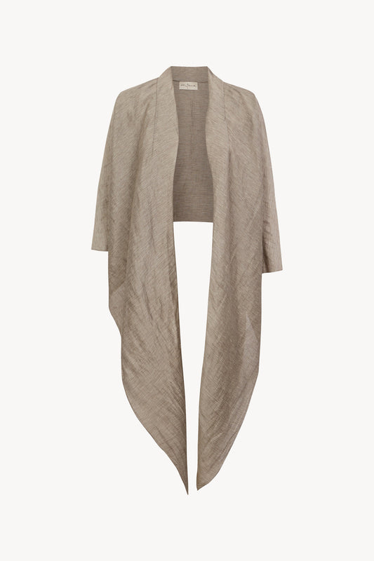 Aria, chaqueta de lino y seda a rayas vison gris