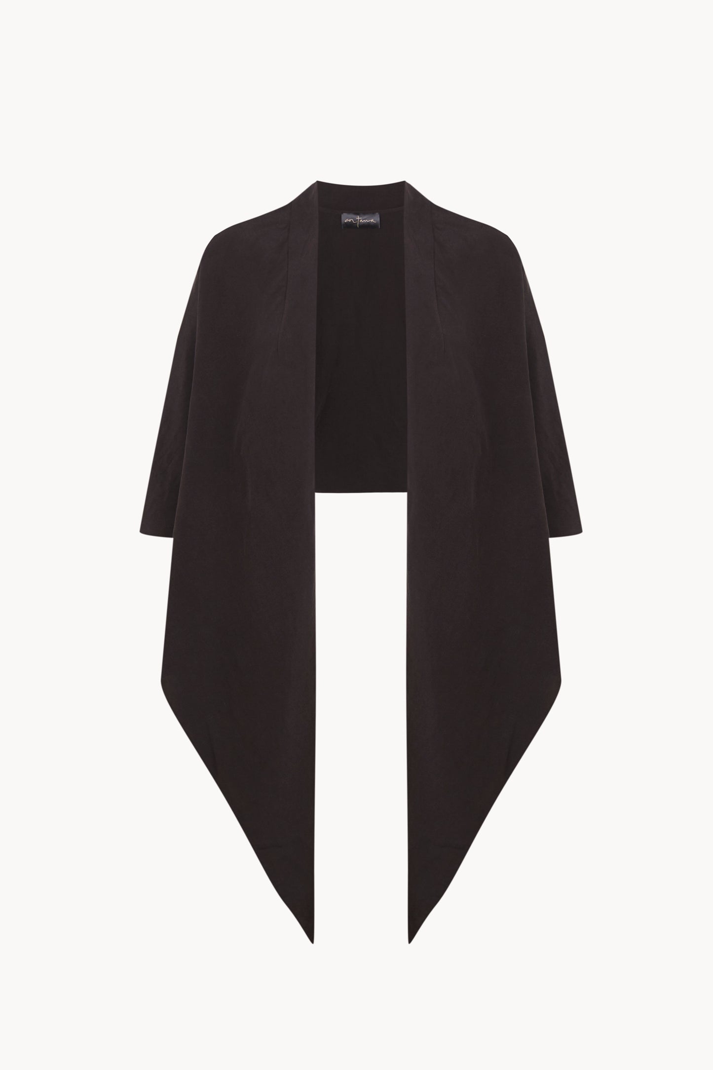 Aria, mocha silk and linen wrap jacket