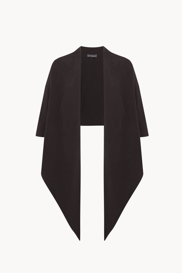 Aria, mocha silk and linen wrap jacket