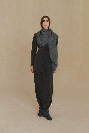 Aria, foulard a rayas maltinto verde grisaceo