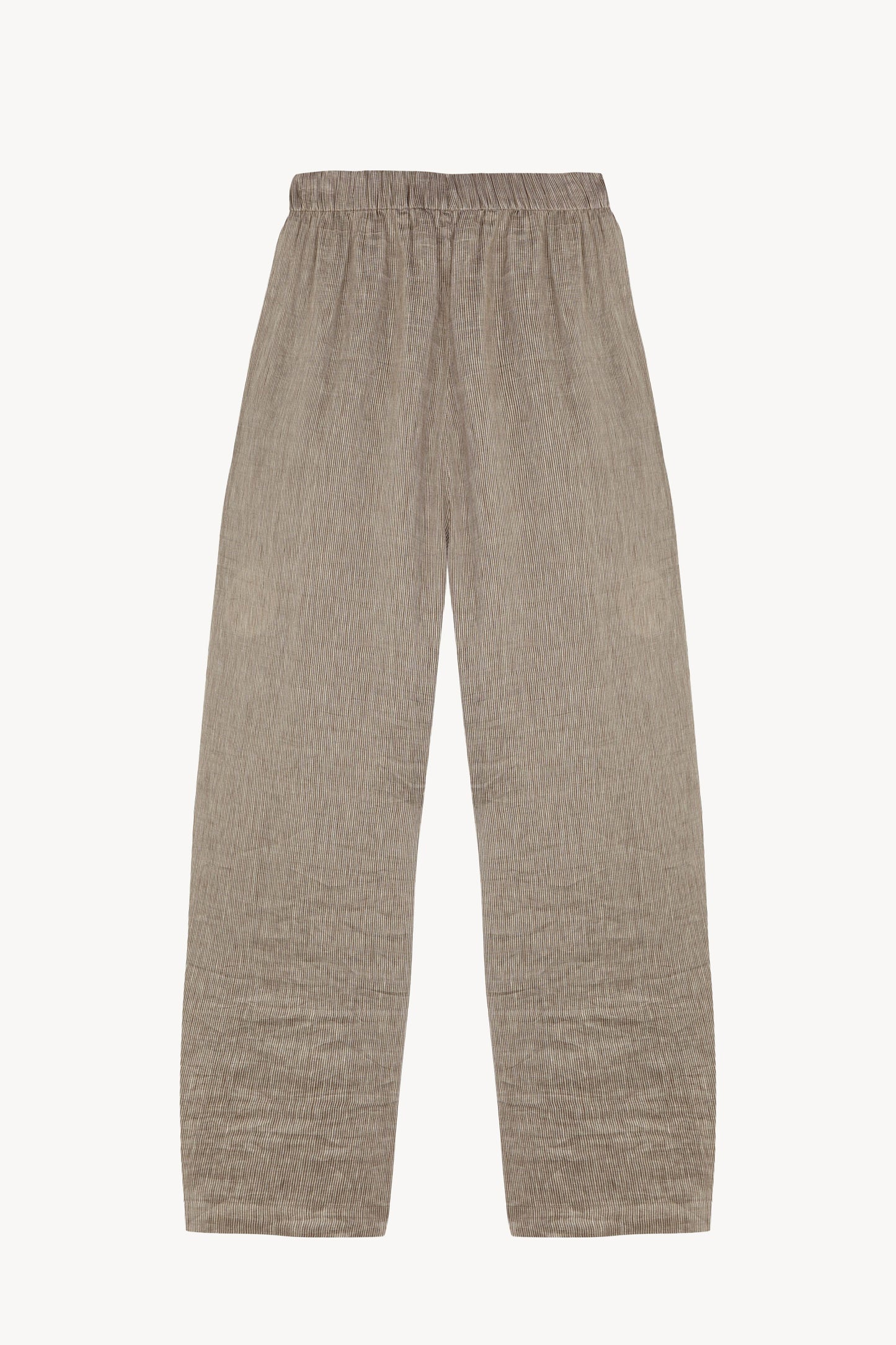 Aria, pantalon de lino y seda a rayas vison gris