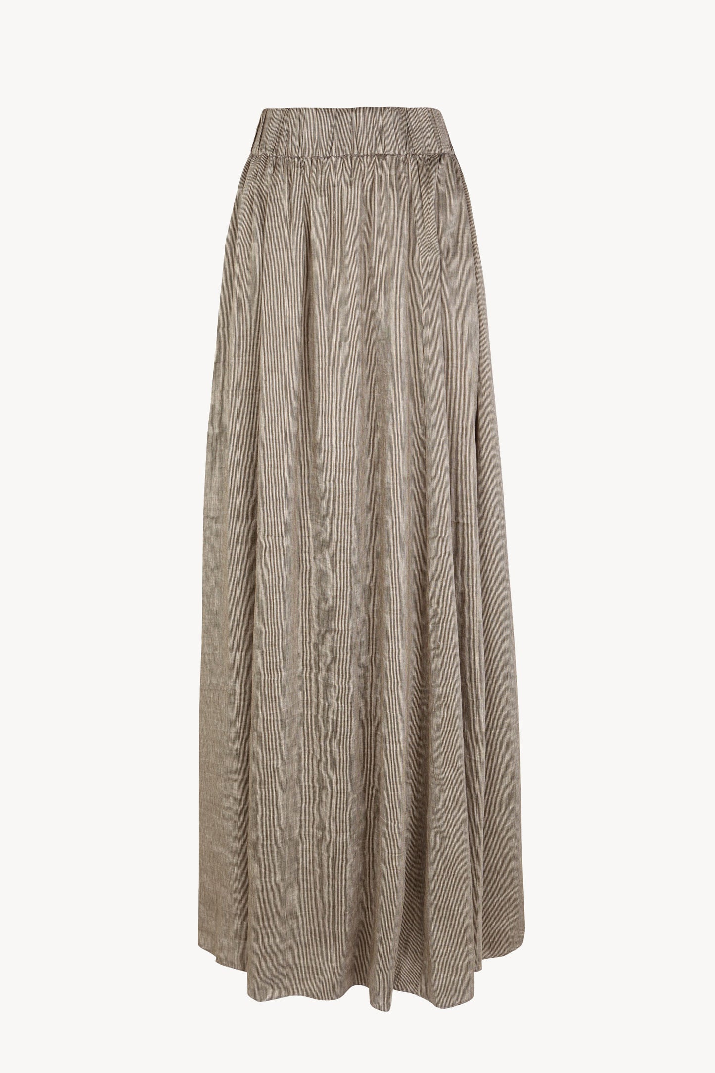 Aria, falda de lino y seda a rayas vison gris