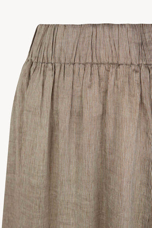 Aria, falda de lino y seda a rayas vison gris
