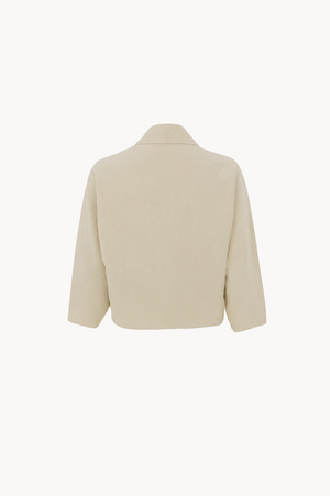 Aria, stone silk and linen wrap jacket