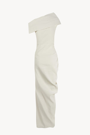 Arne, vestido largo asimetrico crudo