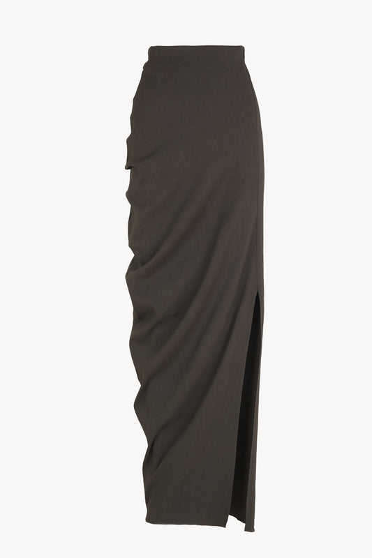 Arne, grey mocha draped long skirt