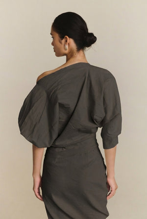 Arne, top de lino gris mocha