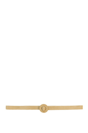 Aro S, thin belt in light yellow suede