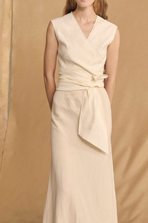 Mona, ivory linen and silk skirt