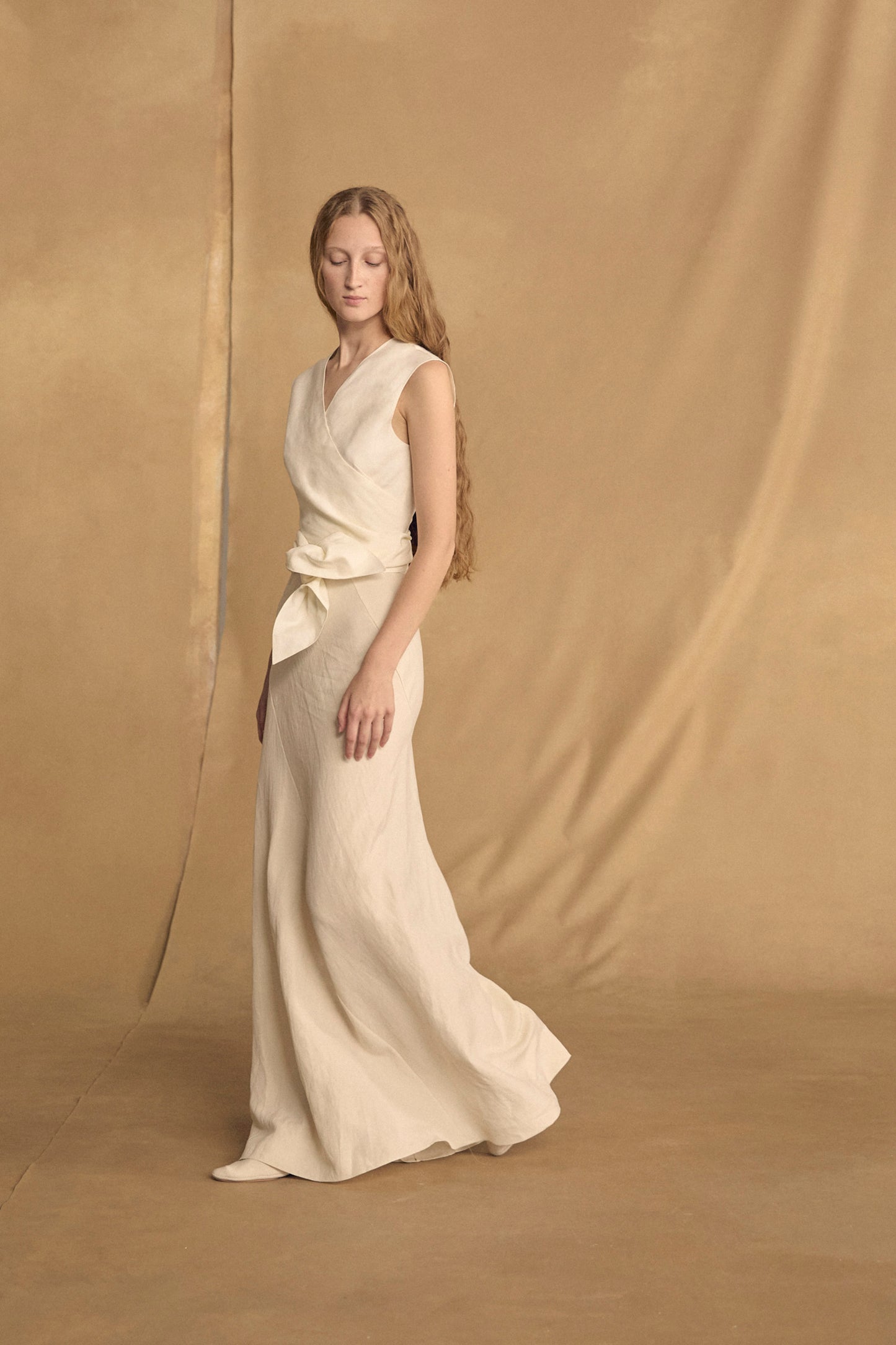 Mona, ivory linen and silk skirt