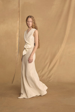 Mona, ivory linen and silk skirt