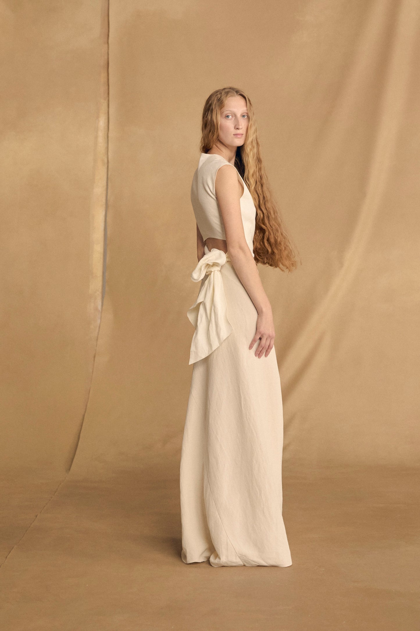 Mona, ivory linen and silk skirt