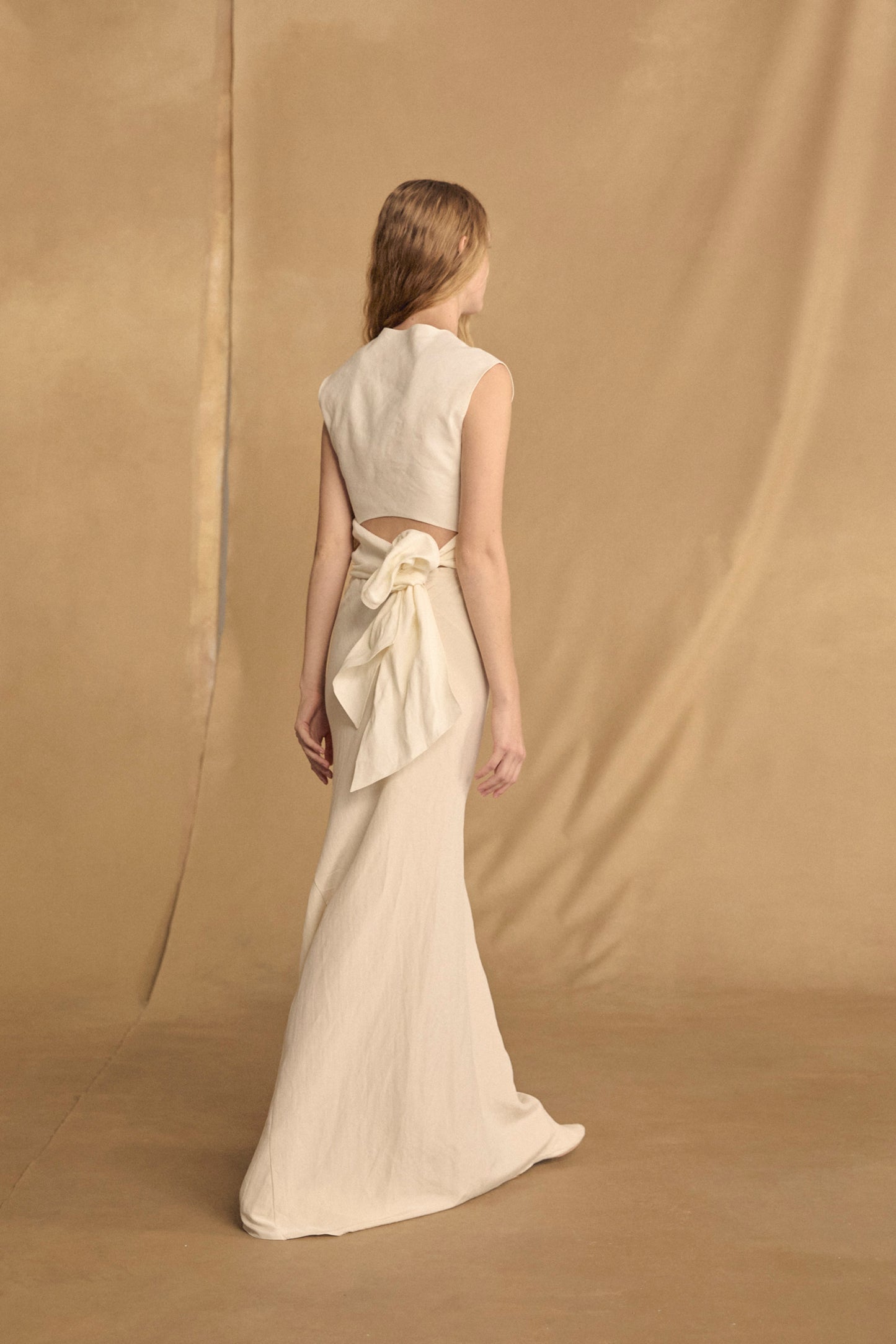 Mona, ivory linen and silk skirt