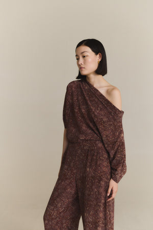 Astrid, top de seda zarela print