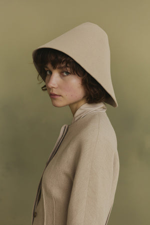 Aura, beige asymmetric hat
